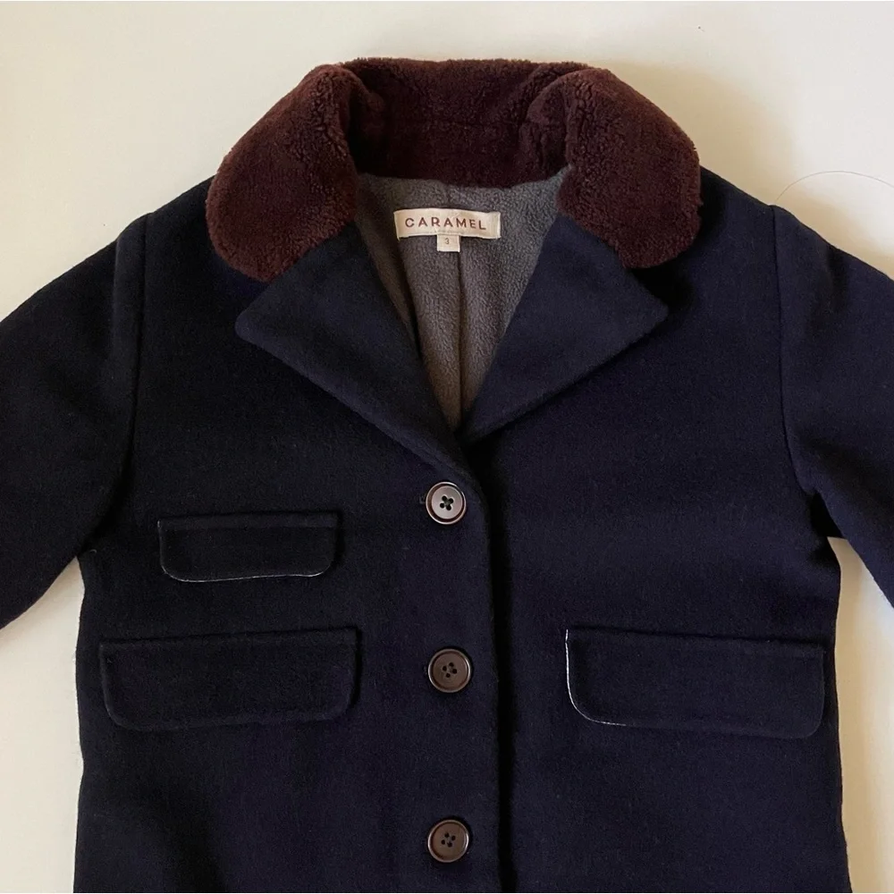 Caramel Baby & Child Boys’ Codnor Coat, Navy Melton - Size 3
